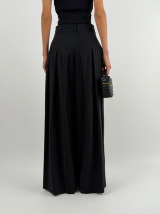 Pantalone Wide Leg con Pinces Nero Lumina
