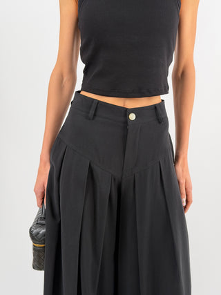 Pantalone Wide Leg con Pinces Nero Lumina