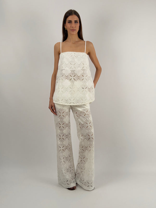 Pantalone in Pizzo Panna Lumina
