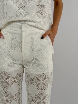 Pantalone in Pizzo Panna Lumina