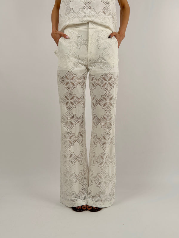 Pantalone in Pizzo Panna Lumina