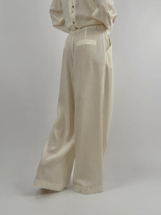 Pantalone a Palazzo con Pinces Panna Lumina