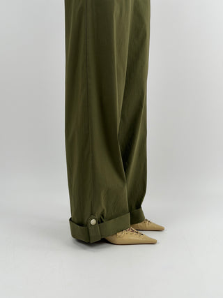 Pantalone con Risvolto Verde Militare Lumina