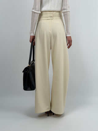 Pantalone con Fasce in Vita Crema