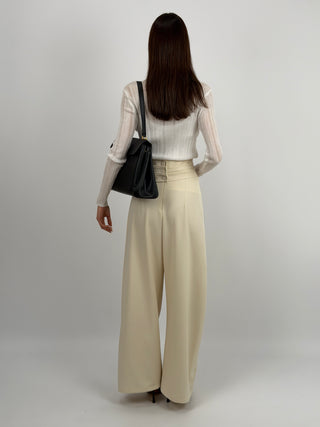 Pantalone con Fasce in Vita Crema