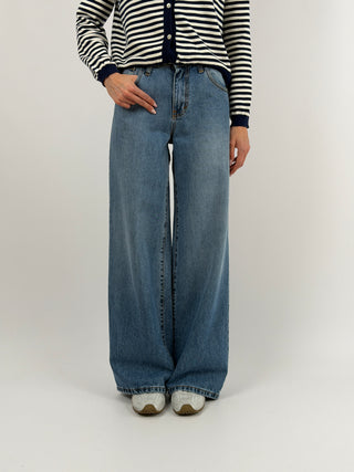 Jeans Wide Leg Lavaggio Medio
