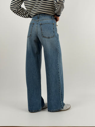 Jeans Wide Leg Lavaggio Medio