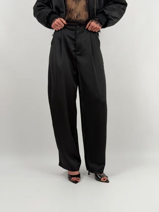 Pantalone Lumina in Satin Nero