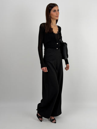 Pantalone con Fasce in Vita Nero