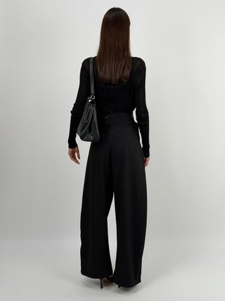 Pantalone con Fasce in Vita Nero