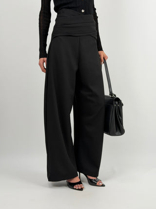 Pantalone con Fasce in Vita Nero