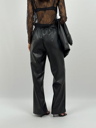 Pantalone Wide Leg in Eco Pelle Nero