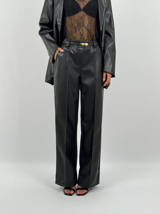 Pantalone Wide Leg in Eco Pelle Nero