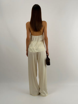 Set Top e Pantalone con Cintura Sottile Crema Lumina