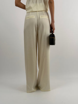 Set Top e Pantalone con Cintura Sottile Crema Lumina