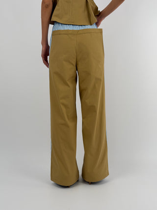 Pantalone Lumina Combinato in Cotone Cammello