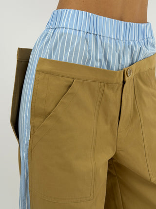 Pantalone Lumina Combinato in Cotone Cammello