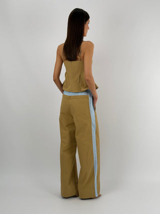 Pantalone Lumina Combinato in Cotone Cammello