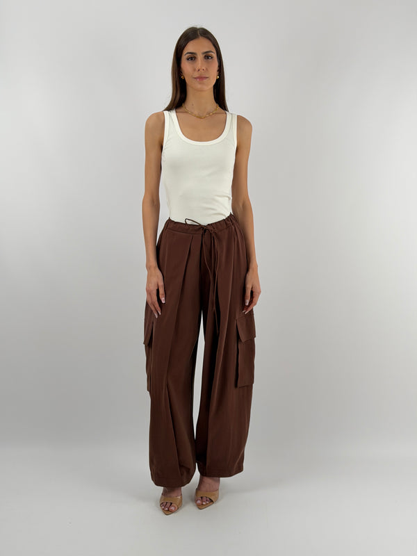Pantalone Cargo Fluido Marrone Lumina