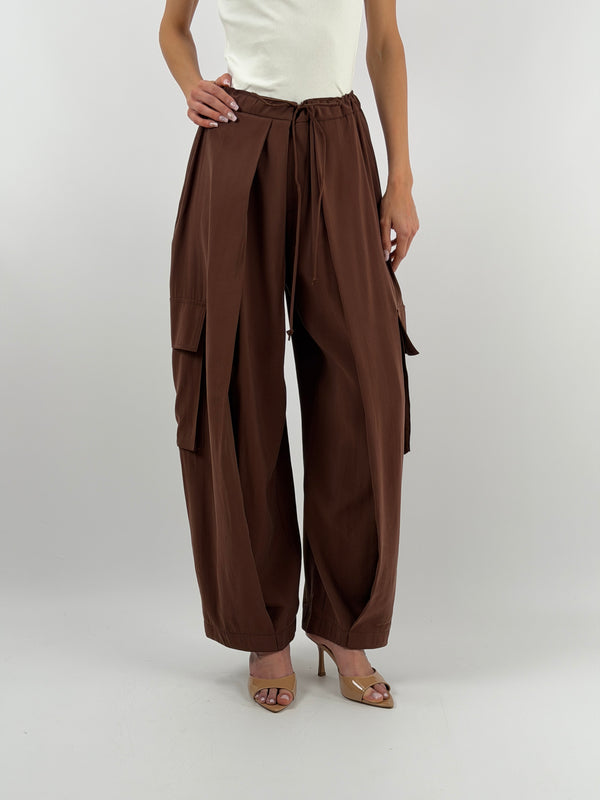 Pantalone Cargo Fluido Marrone Lumina