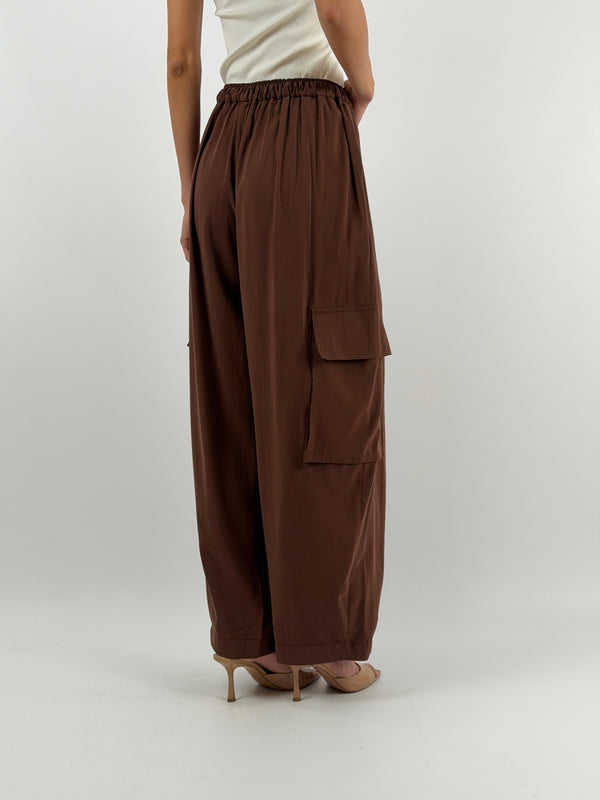 Pantalone Cargo Fluido Marrone Lumina