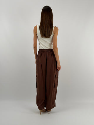 Pantalone Cargo Fluido Marrone Lumina