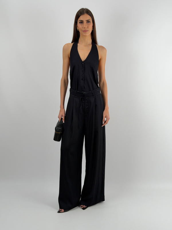 Pantalone con Cintura Sottile Nero Lumina
