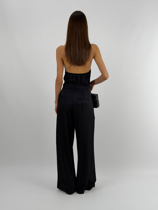 Set Top e Pantalone con Cintura Sottile Nero Lumina
