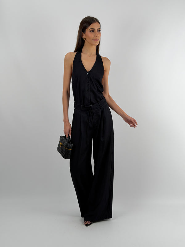 Pantalone con Cintura Sottile Nero Lumina