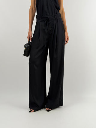 Set Top e Pantalone con Cintura Sottile Nero Lumina