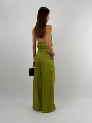 Set Top e Pantalone con Cintura Sottile Verde Oliva Lumina