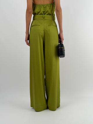 Set Top e Pantalone con Cintura Sottile Verde Oliva Lumina