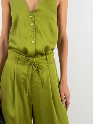 Set Top e Pantalone con Cintura Sottile Verde Oliva Lumina