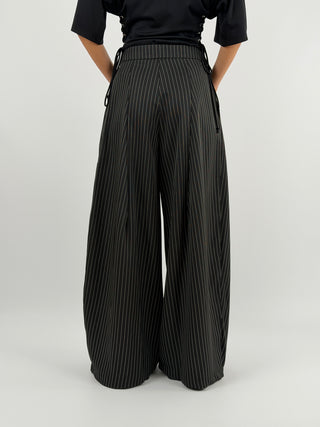 Pantalone con Pinces Gessato Nero