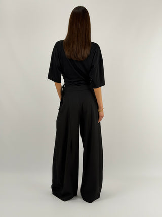 Pantalone con Pinces Nero