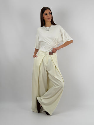 Pantalone con Pinces Panna