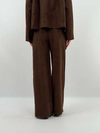 Pantalon Suède avec Dentelle Marron - Lumina