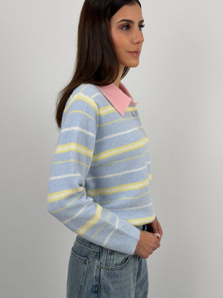 Polo a Righe Azzurra