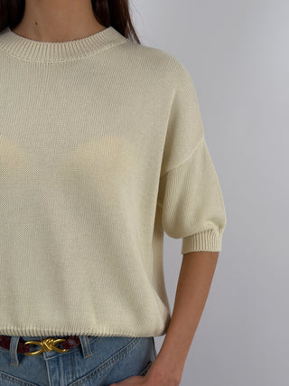 Pullover con Manica a Tre Quarti Crema
