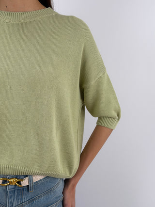Pullover con Manica a Tre Quarti Verde Pastello