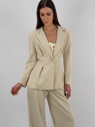 Tailleur con Blazer Avvitato Beige