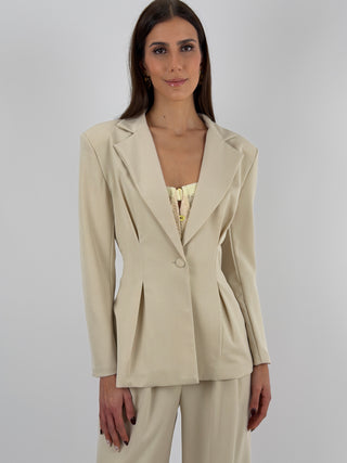 Tailleur con Blazer Avvitato Beige