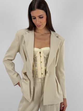 Tailleur con Blazer Avvitato Beige