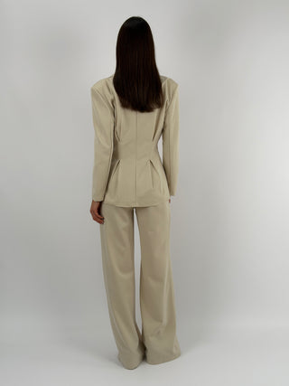 Tailleur con Blazer Avvitato Beige