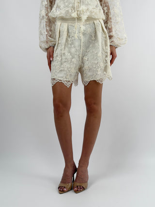Coordinato Blusa e Shorts in Pizzo Beige