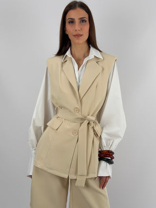 Coordinato Gilet e Bermuda Beige