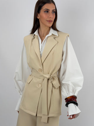 Coordinato Gilet e Bermuda Beige