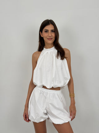 Set Coord Top e Shorts Fluffy Bianco
