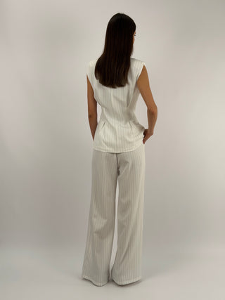 Completo Gessato con Gilet Bianco