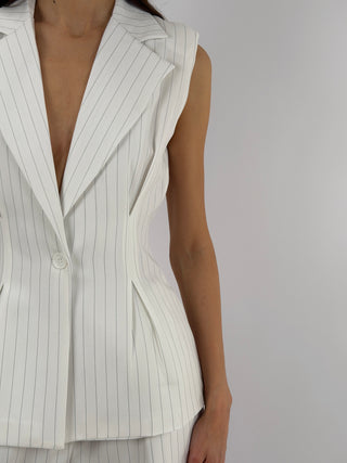 Completo Gessato con Gilet Bianco